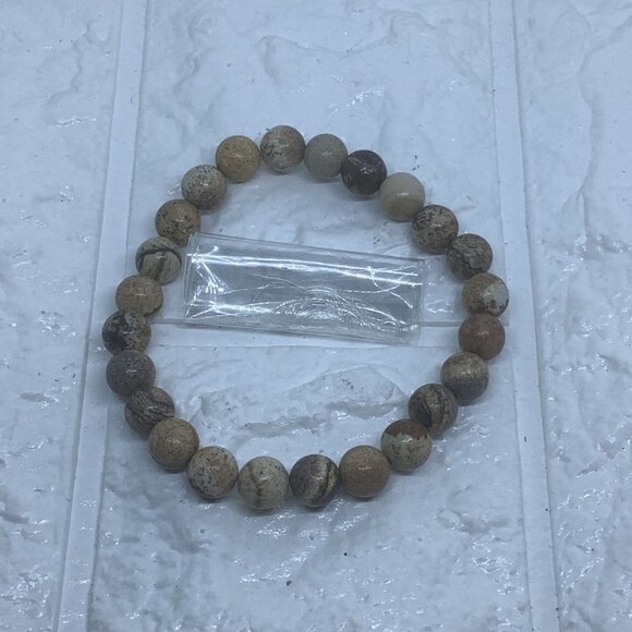 Synthetic Stones Gemstones 8mm Beaded Bracelet Unisex - Picture 2 of 5